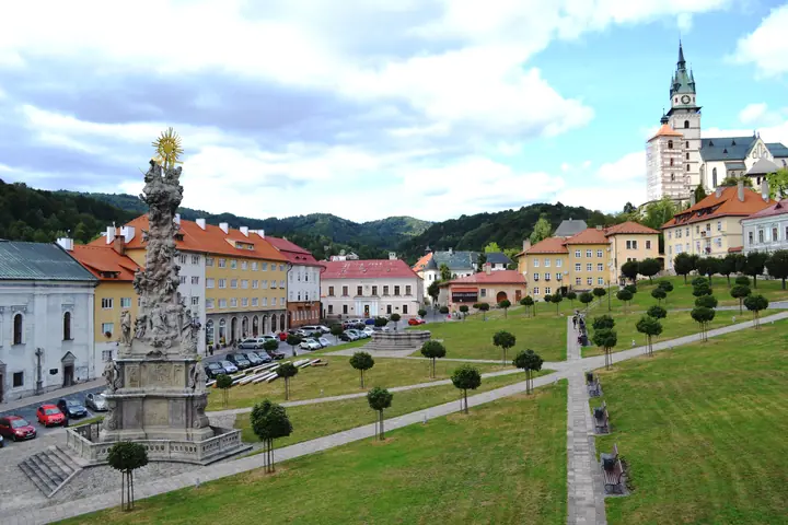 Štefánik Square and the historic centre of Kremnica