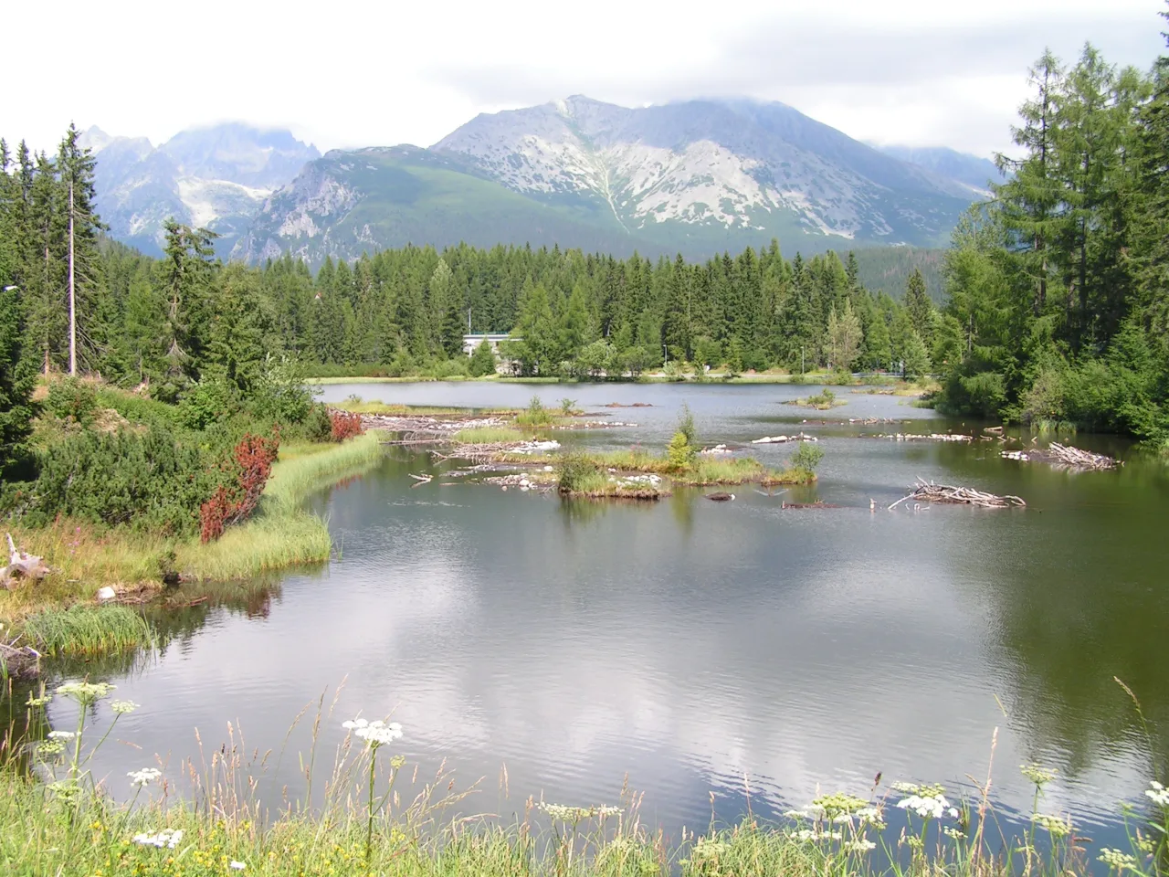 Štrbské Pleso mountain lake in the High Tatras